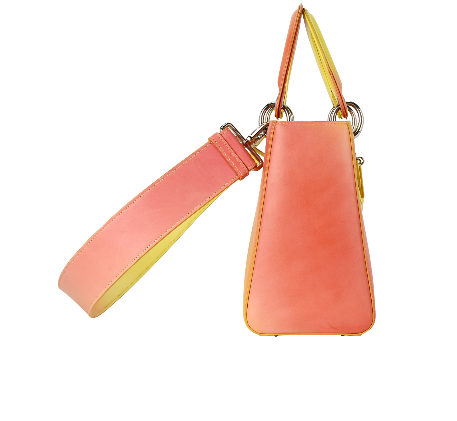Medium Ombre Lady Dior, &pound;2,100, Handbags, Orange/Yellow, Leather, Side view